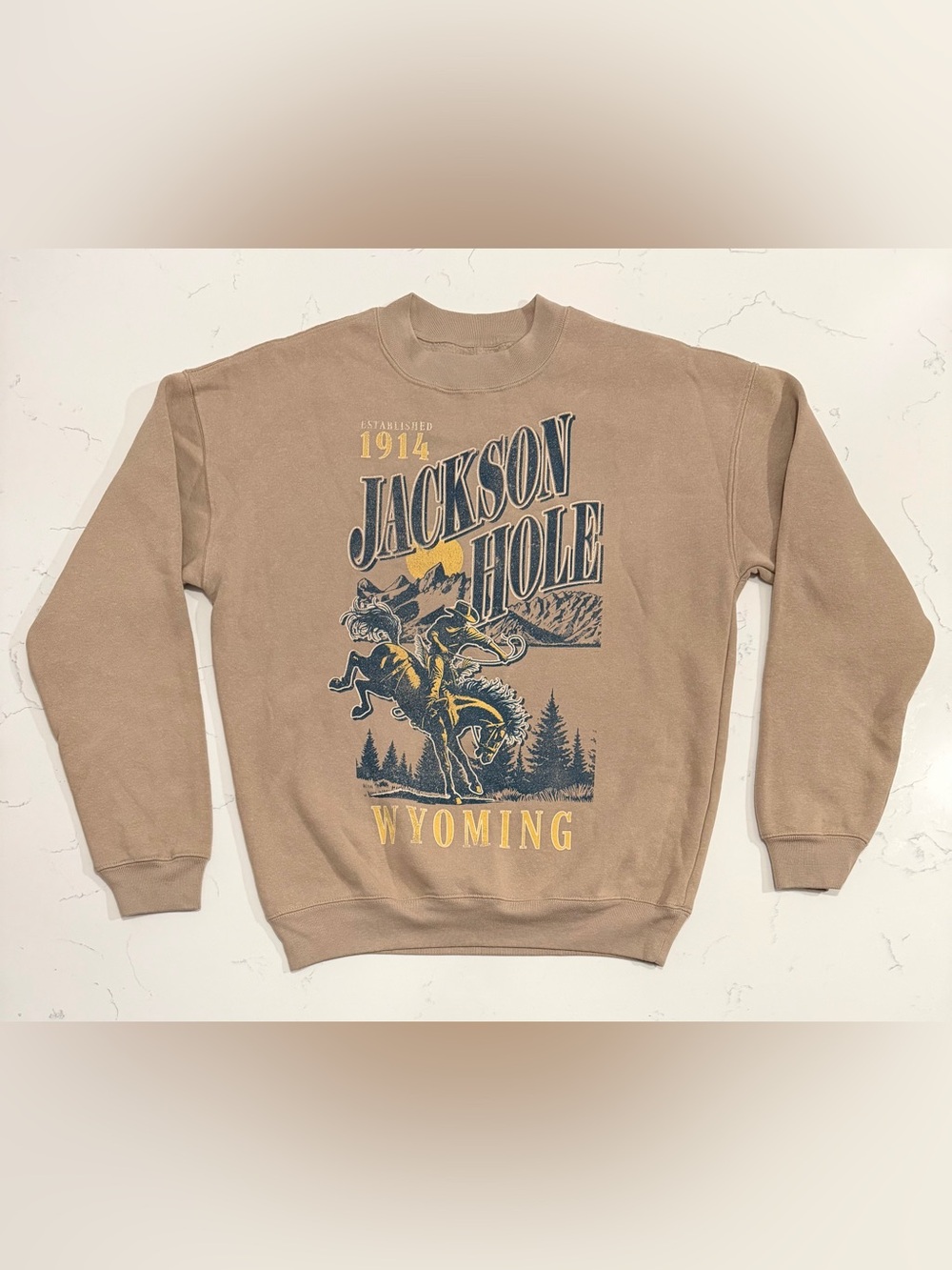 State of Mine Jackson Hole Wyoming Graphic Fleece Crewneck Sweatshirt Men’s S